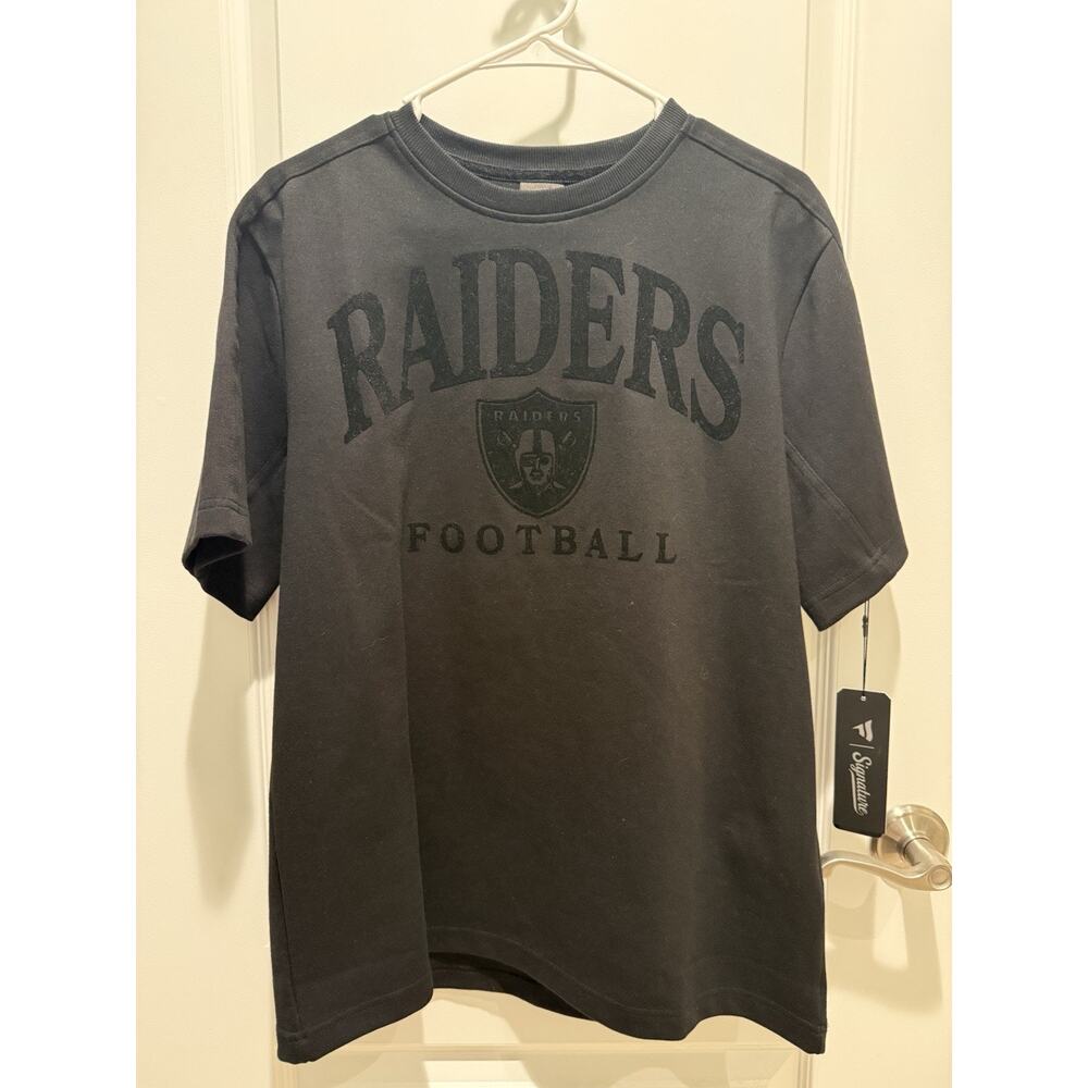 NWT Men's NFL Las Vegas Raiders Short Sleeve T-Shirt Black On Black Cotton Large